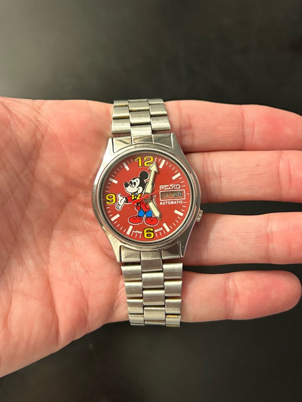 Seiko Mickey Mouse Automatic Stainless Steel Watch - Red Dial